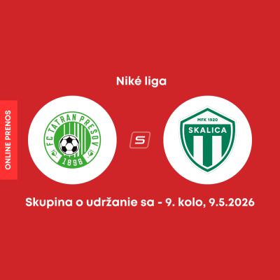 ONLINE: FC Tatran Prešov - MFK Skalica dnes, Niké liga LIVE (skupina o udržanie sa - 9. kolo)